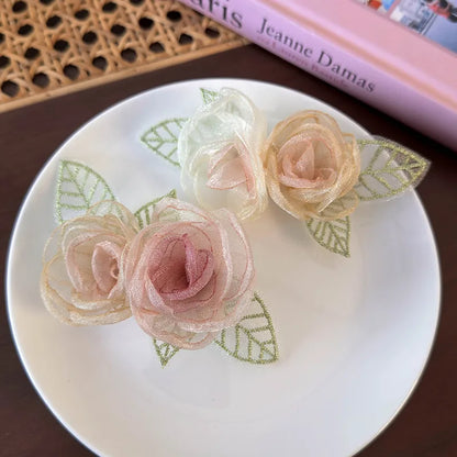 Women'S Sweet Pastoral Flower Gauze Hair Clip