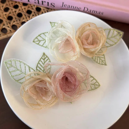 Women'S Sweet Pastoral Flower Gauze Hair Clip