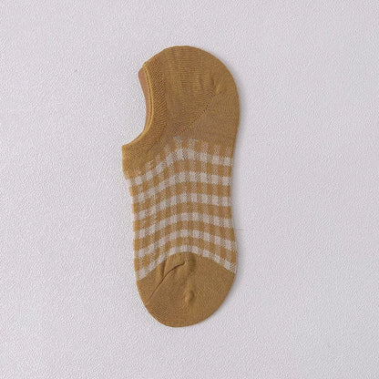 Women'S Sweet Plaid Cotton Crew Socks A Pair