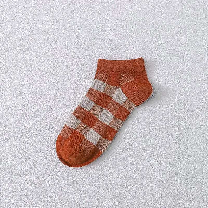 Women'S Sweet Plaid Cotton Crew Socks A Pair