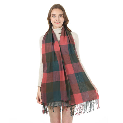 Women'S Sweet Plaid Imitation Cashmere Tassel Winter Scarves