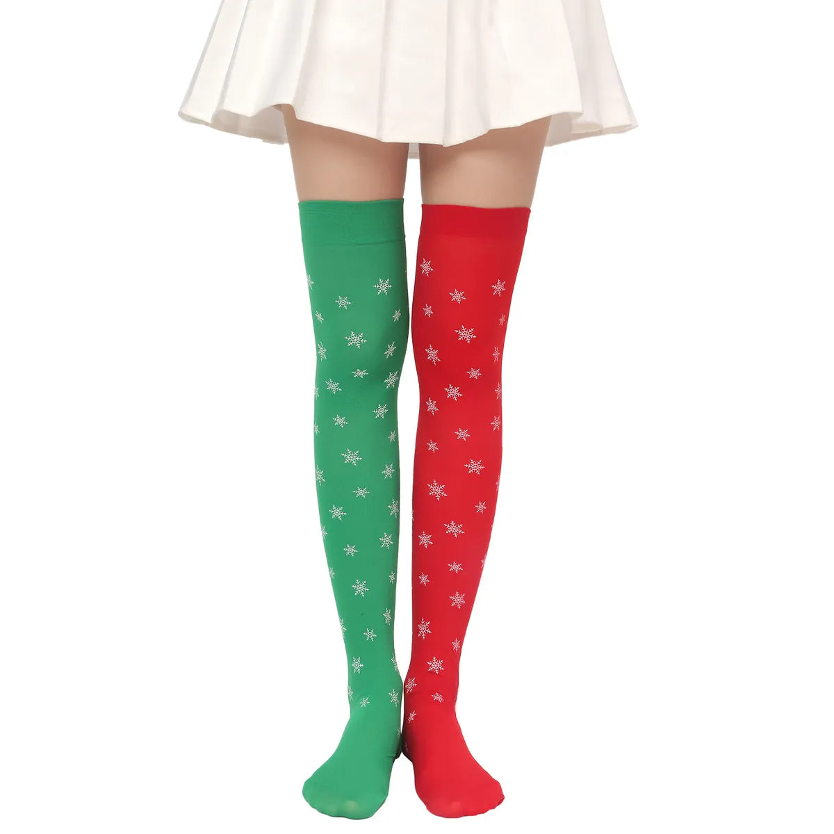 Women'S Sweet Plaid Solid Color Polyester Over The Knee Socks