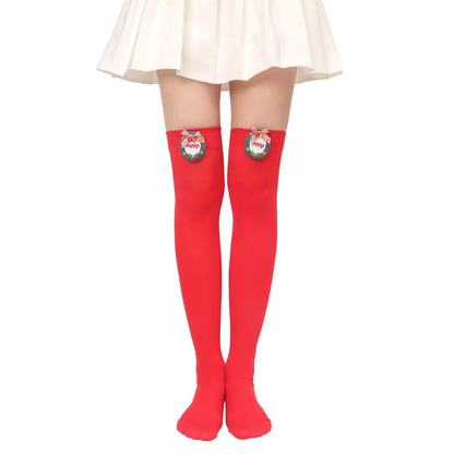 Women'S Sweet Plaid Solid Color Polyester Over The Knee Socks