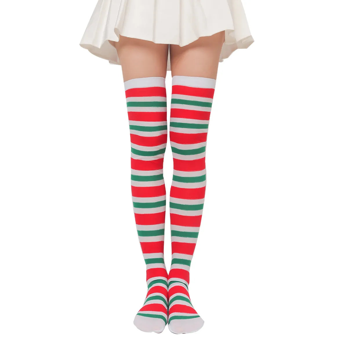 Women'S Sweet Plaid Solid Color Polyester Over The Knee Socks