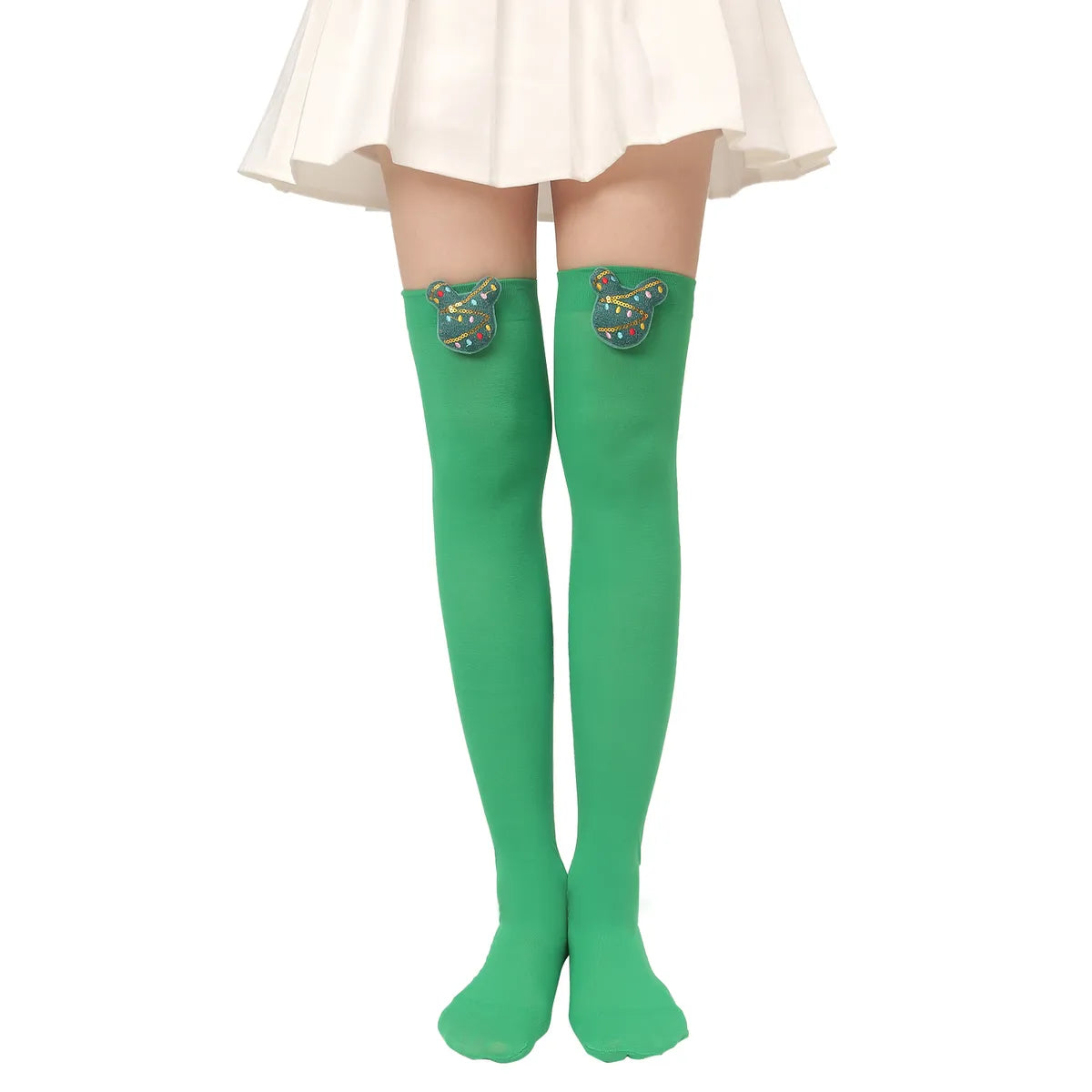 Women'S Sweet Plaid Solid Color Polyester Over The Knee Socks