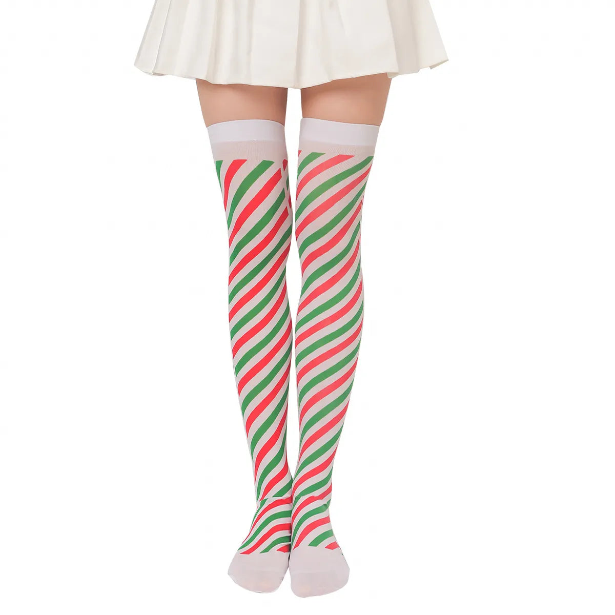 Women'S Sweet Plaid Solid Color Polyester Over The Knee Socks