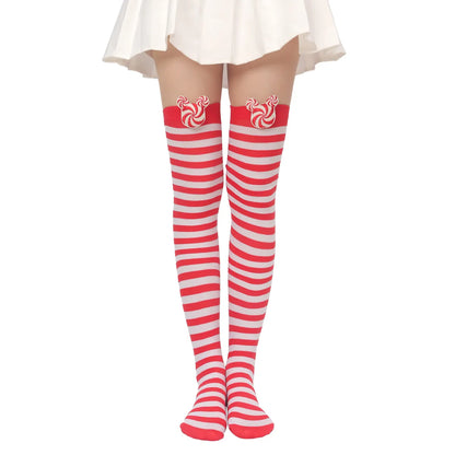 Women'S Sweet Plaid Solid Color Polyester Over The Knee Socks