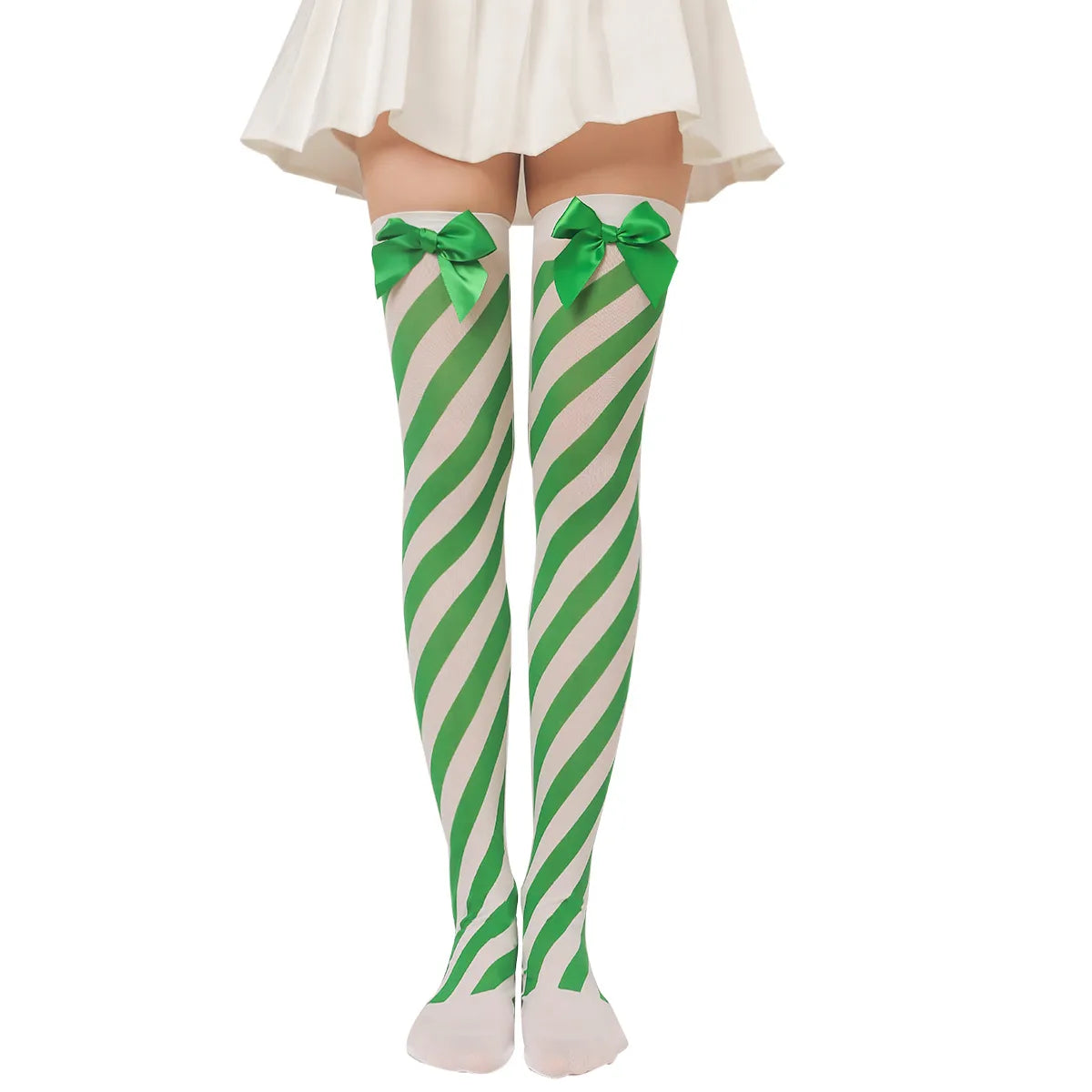 Women'S Sweet Plaid Solid Color Polyester Over The Knee Socks