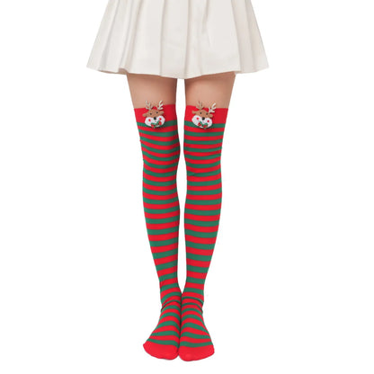 Women'S Sweet Plaid Solid Color Polyester Over The Knee Socks