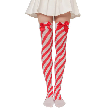 Women'S Sweet Plaid Solid Color Polyester Over The Knee Socks