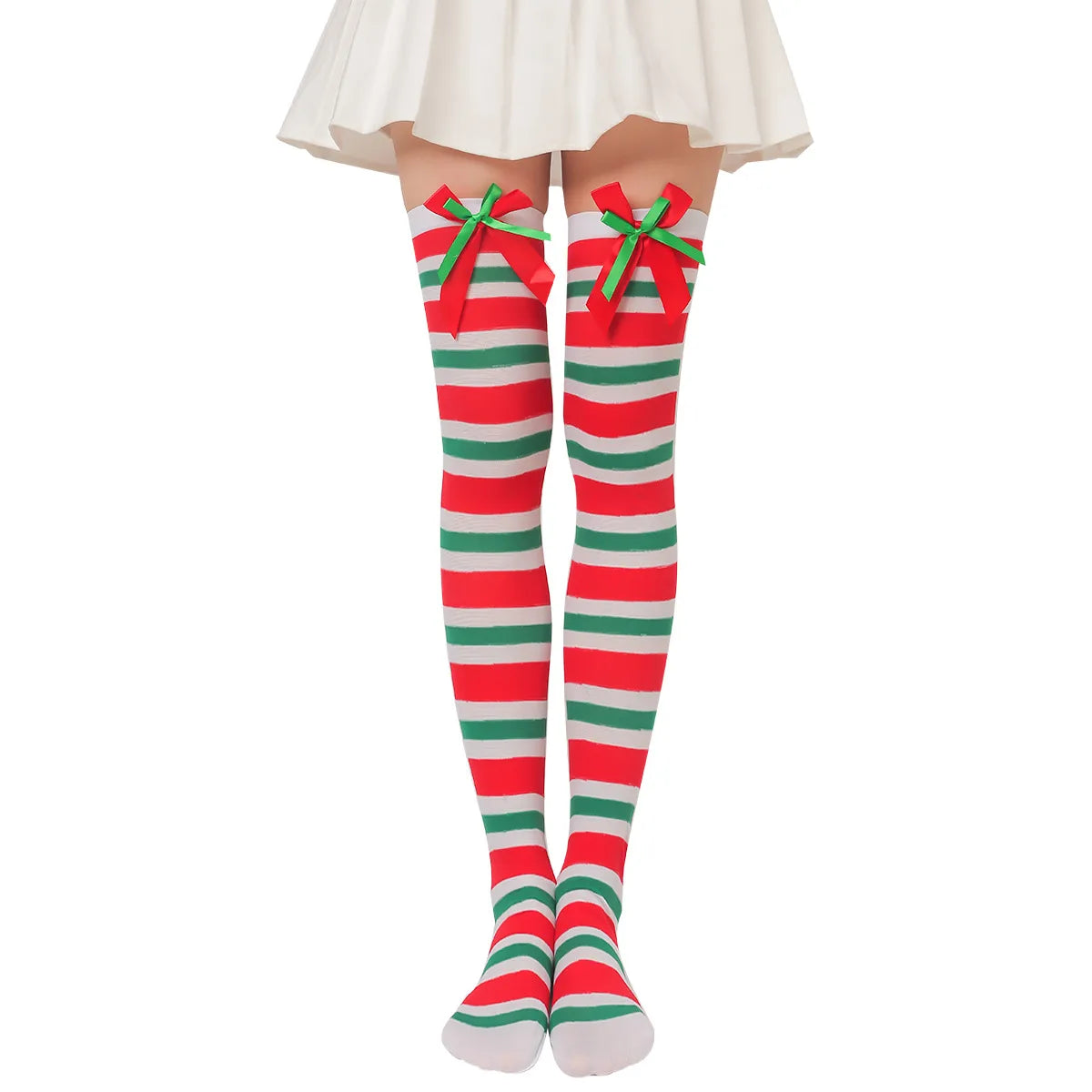 Women'S Sweet Plaid Solid Color Polyester Over The Knee Socks