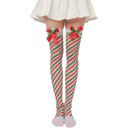 Women'S Sweet Plaid Solid Color Polyester Over The Knee Socks