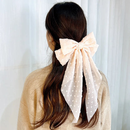 Women'S Sweet Polka Dots Bow Knot Polyester Hair Clip