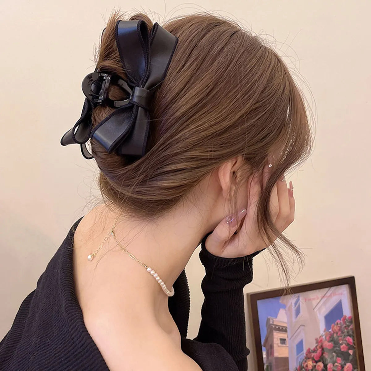 Women'S Sweet Simple Style Bow Knot Plastic Cloth Hair Claws