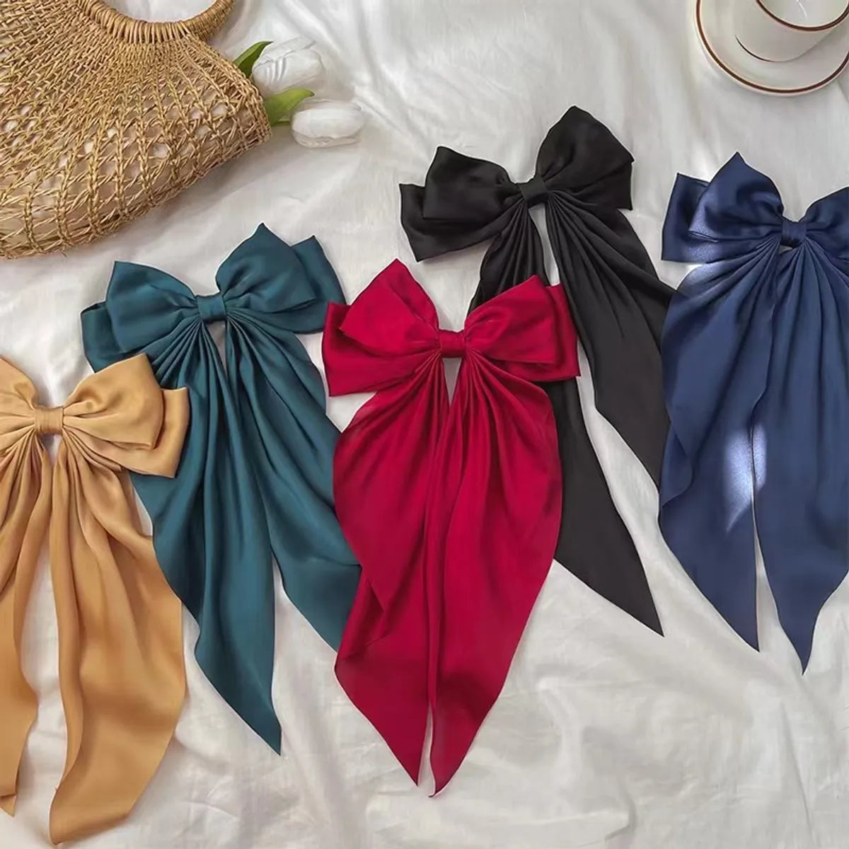 Women'S Sweet Simple Style Bow Knot Silk Hair Clip