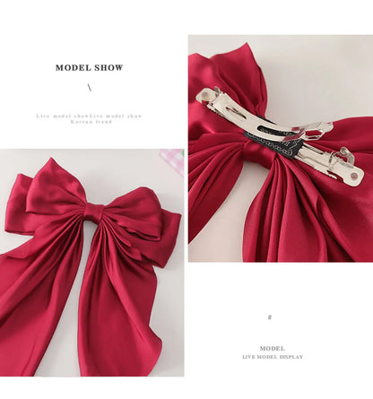 Women'S Sweet Simple Style Bow Knot Silk Hair Clip