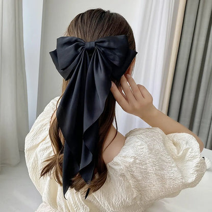 Women'S Sweet Simple Style Bow Knot Silk Hair Clip