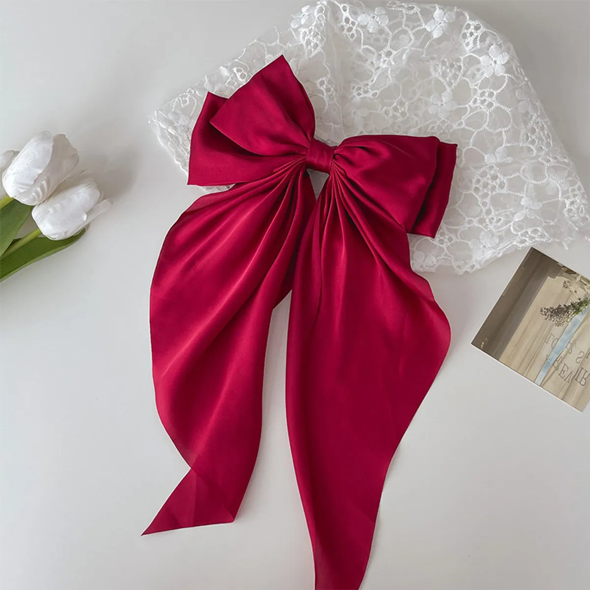 Women'S Sweet Simple Style Bow Knot Silk Hair Clip