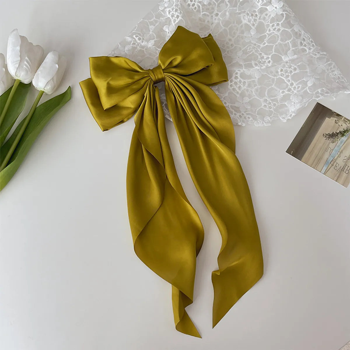 Women'S Sweet Simple Style Bow Knot Silk Hair Clip