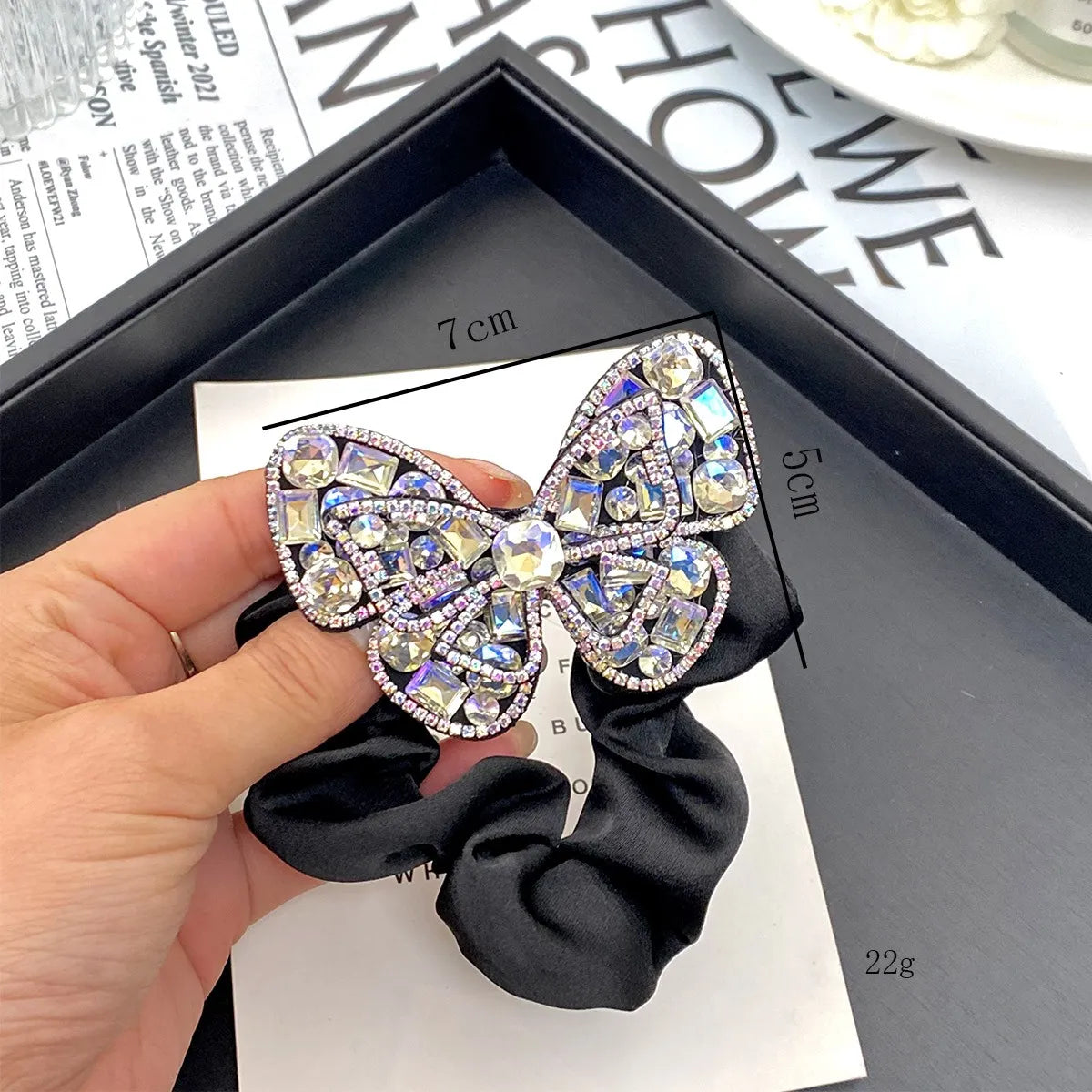 Women'S Sweet Simple Style Butterfly Cloth Inlay Artificial Crystal Rhinestones Hair Tie