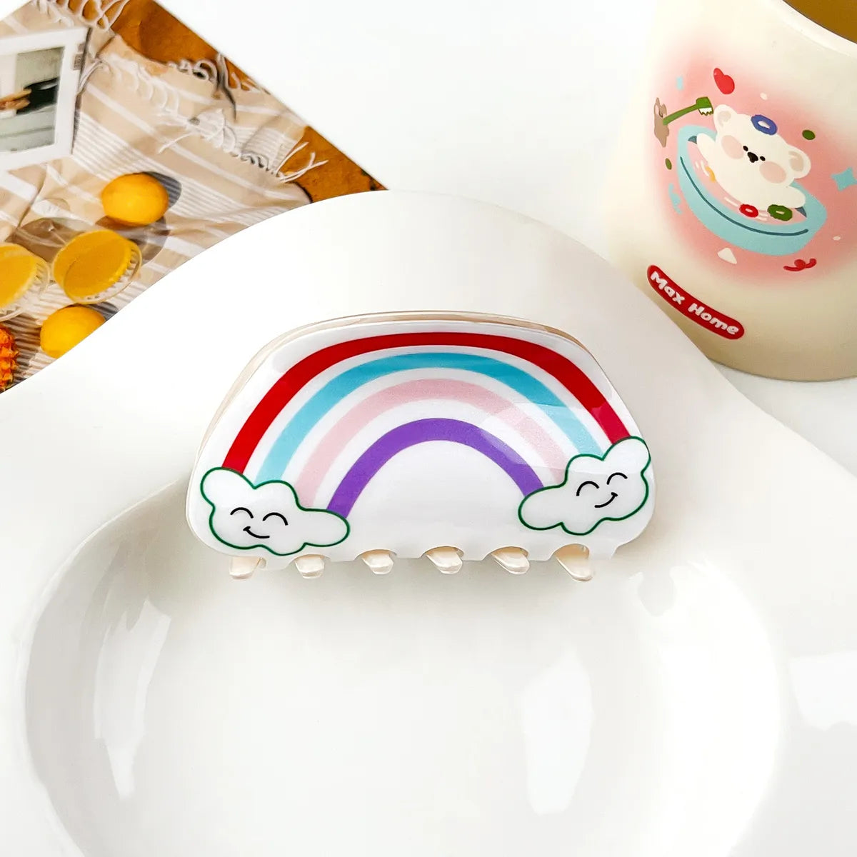 Women'S Sweet Simple Style Clouds Rainbow Arylic Hair Claws