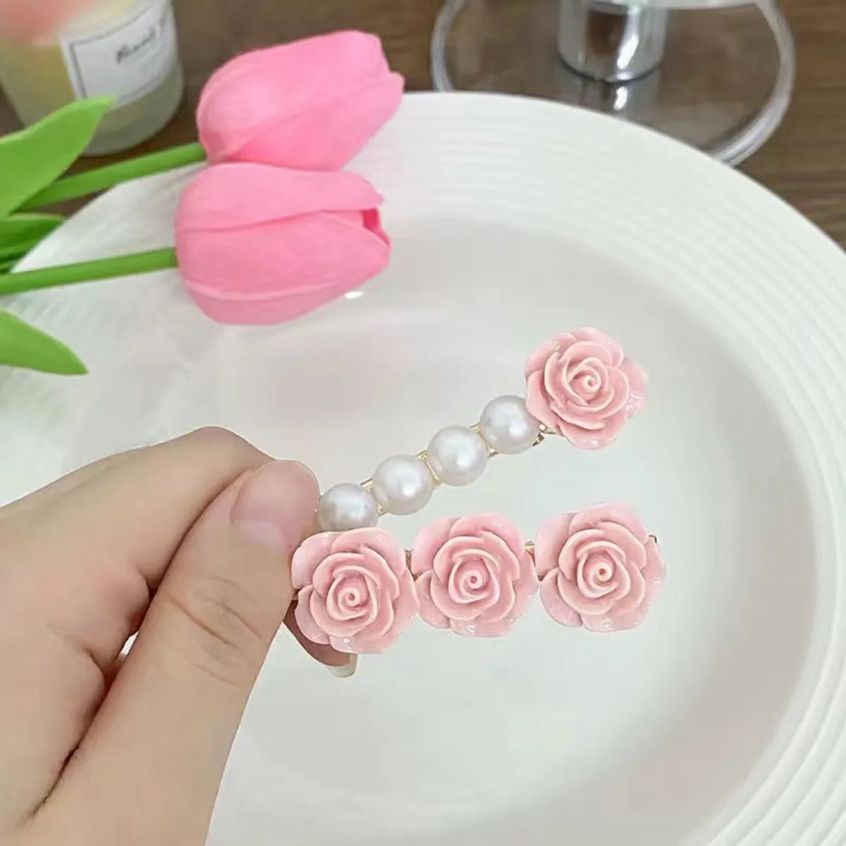 Women'S Sweet Simple Style Flower Plastic Hair Clip