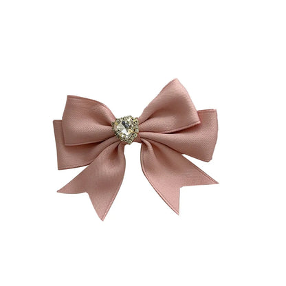 Women'S Sweet Simple Style Heart Shape Bow Knot Alloy Cloth Inlay Rhinestones Hair Clip