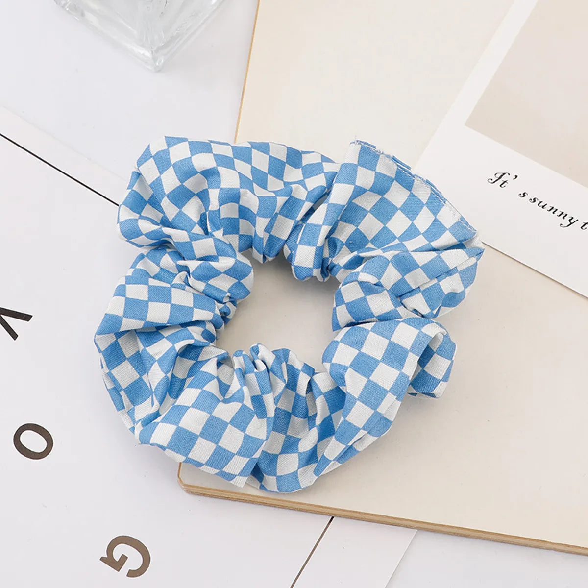 Women'S Sweet Simple Style Plaid Cloth Hair Tie