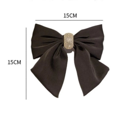 Women'S Sweet Solid Color Bow Knot Cloth Inlay Rhinestones Hair Clip