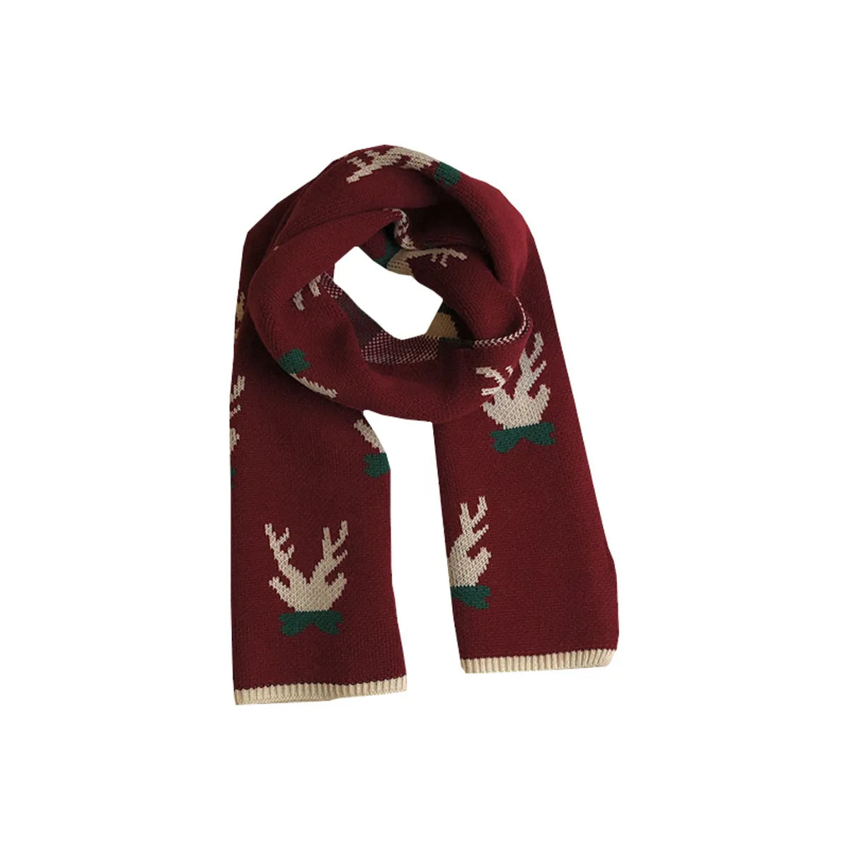 Women'S Sweet Solid Color Deer Knit Deer Plush Scarf Beanie Hat