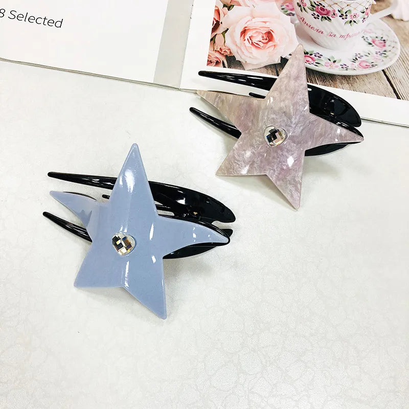 Women'S Sweet Star Heart Shape Arylic Hair Clip