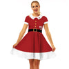 Women'S Swing Dress Christmas Round Neck Printing Short Sleeve Christmas Pattern Above Knee Party Festival