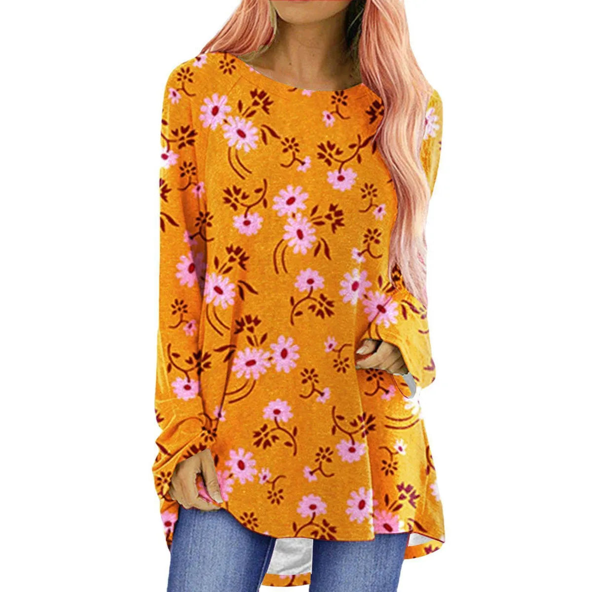 Women'S T-Shirt Long Sleeve T-Shirts Printing Casual Pumpkin Skeleton Skull