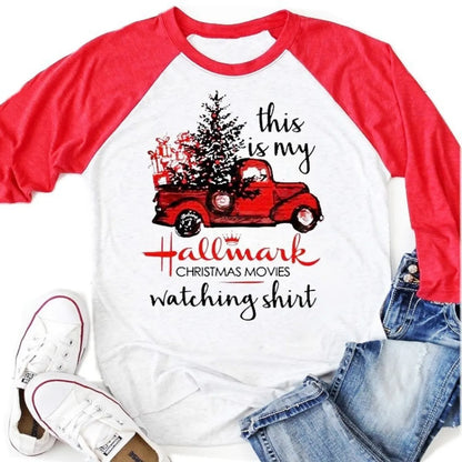 Women'S T-Shirt Long Sleeve T-Shirts Printing Christmas Christmas Tree Letter Car