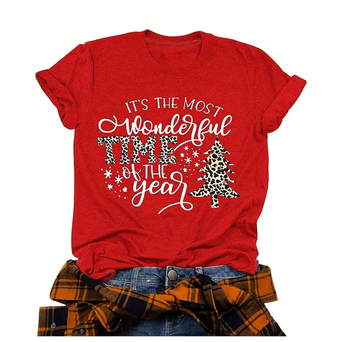 Women'S T-Shirt Short Sleeve T-Shirts Printing Casual Christmas Tree Letter