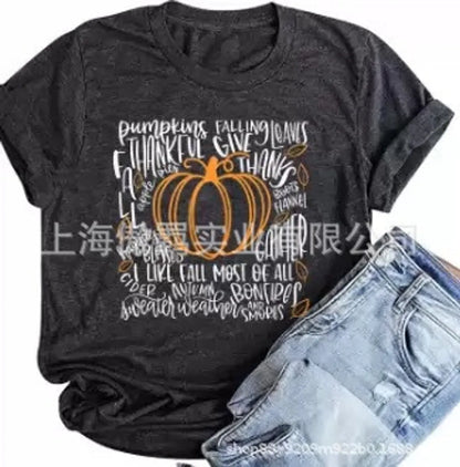 Women'S T-Shirt Short Sleeve T-Shirts Printing Casual Pumpkin