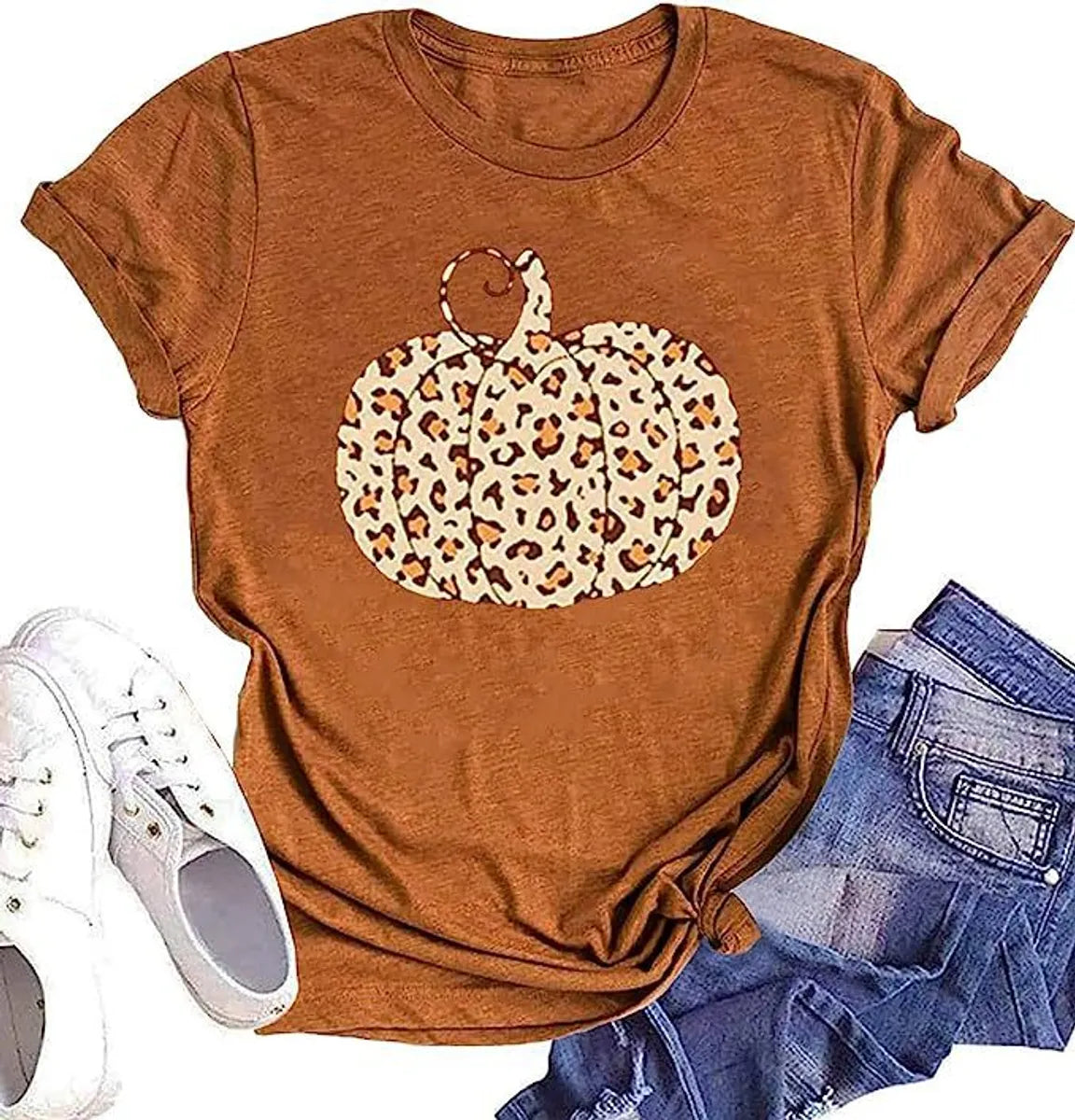 Women'S T-Shirt Short Sleeve T-Shirts Printing Casual Pumpkin