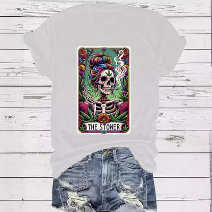 Women'S T-Shirt Short Sleeve T-Shirts Printing Streetwear Plant Skull