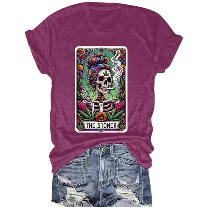 Women'S T-Shirt Short Sleeve T-Shirts Printing Streetwear Plant Skull