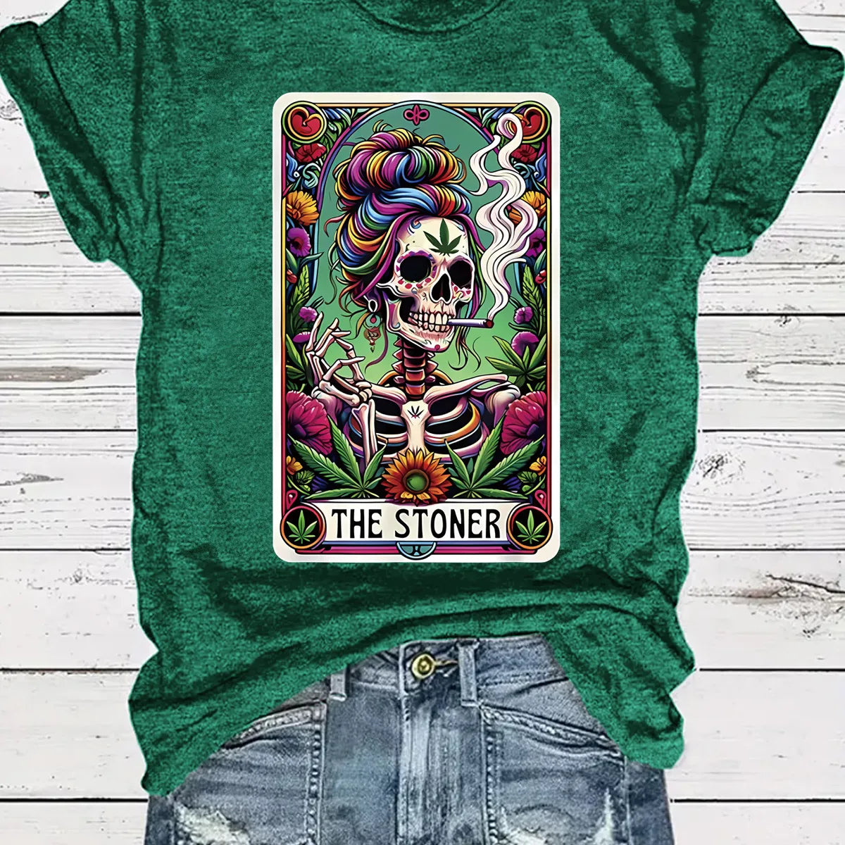 Women'S T-Shirt Short Sleeve T-Shirts Printing Streetwear Plant Skull