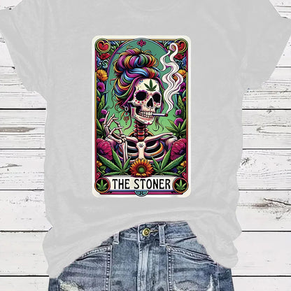 Women'S T-Shirt Short Sleeve T-Shirts Printing Streetwear Plant Skull