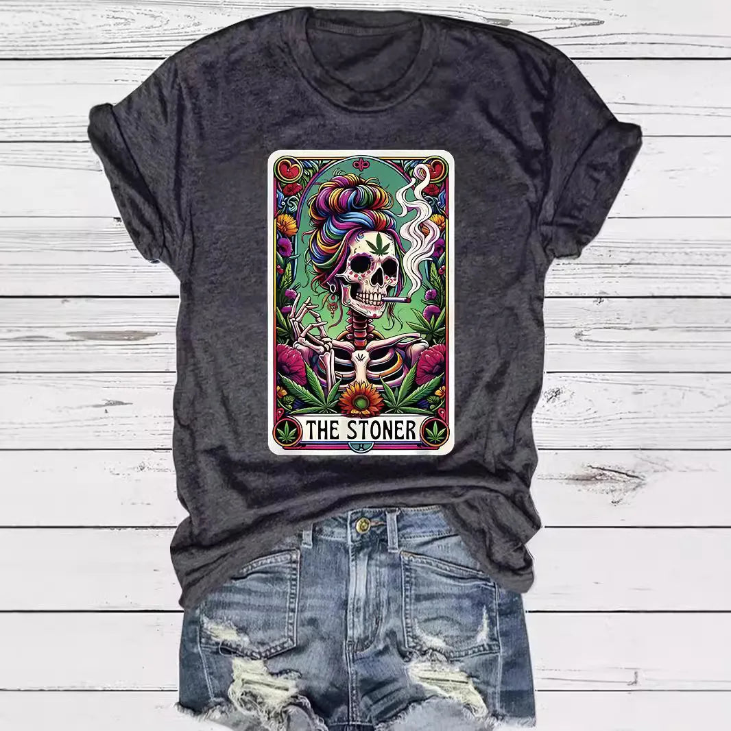 Women'S T-Shirt Short Sleeve T-Shirts Printing Streetwear Plant Skull