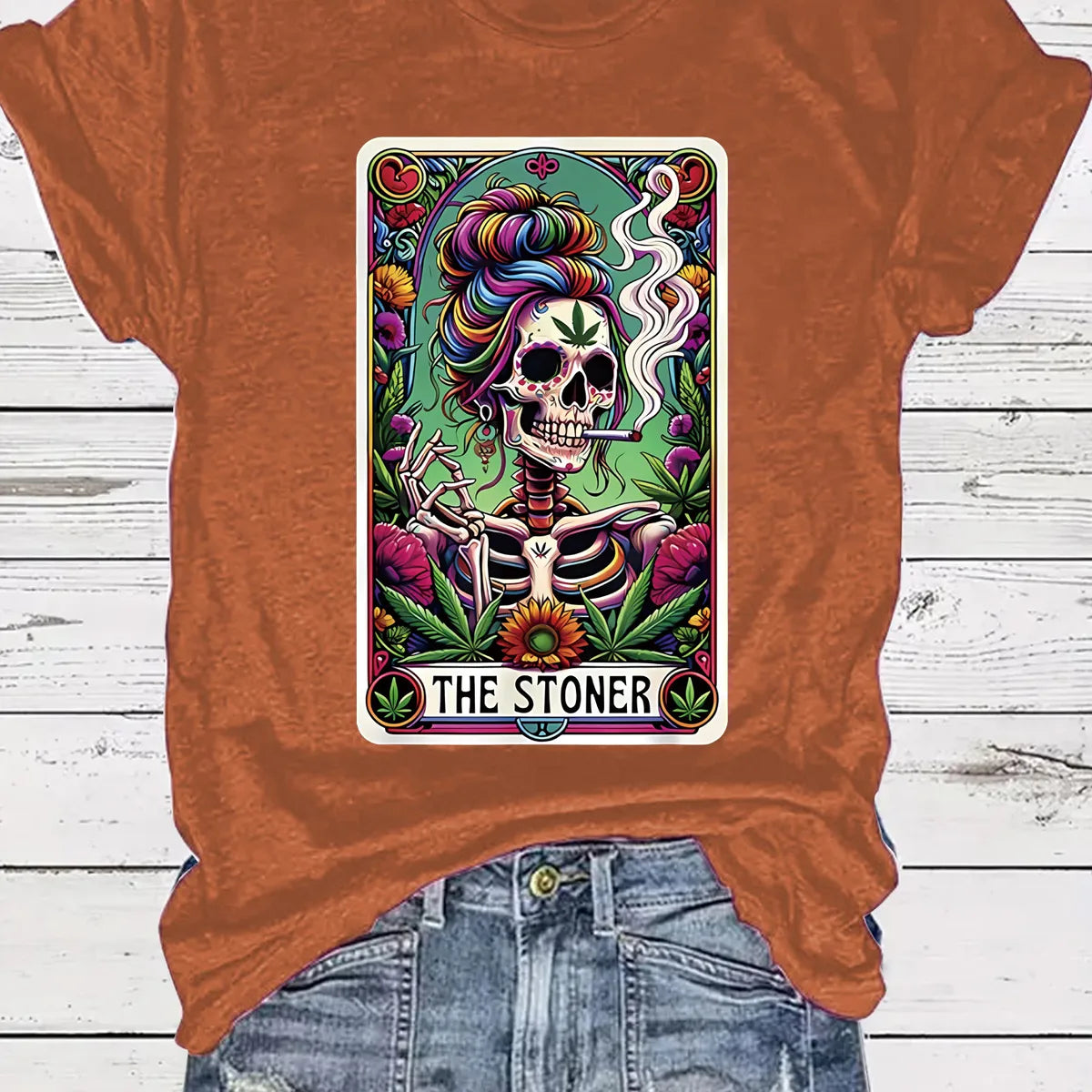 Women'S T-Shirt Short Sleeve T-Shirts Printing Streetwear Plant Skull