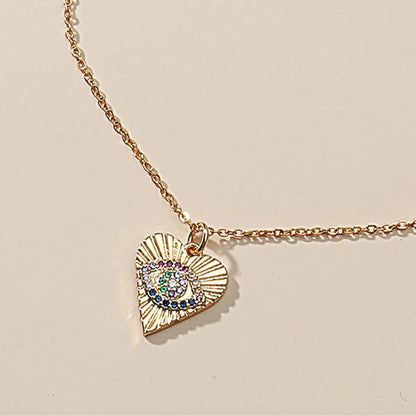 Women'S Titanium Steel Pendent Inlaid Zircon Heart Necklace