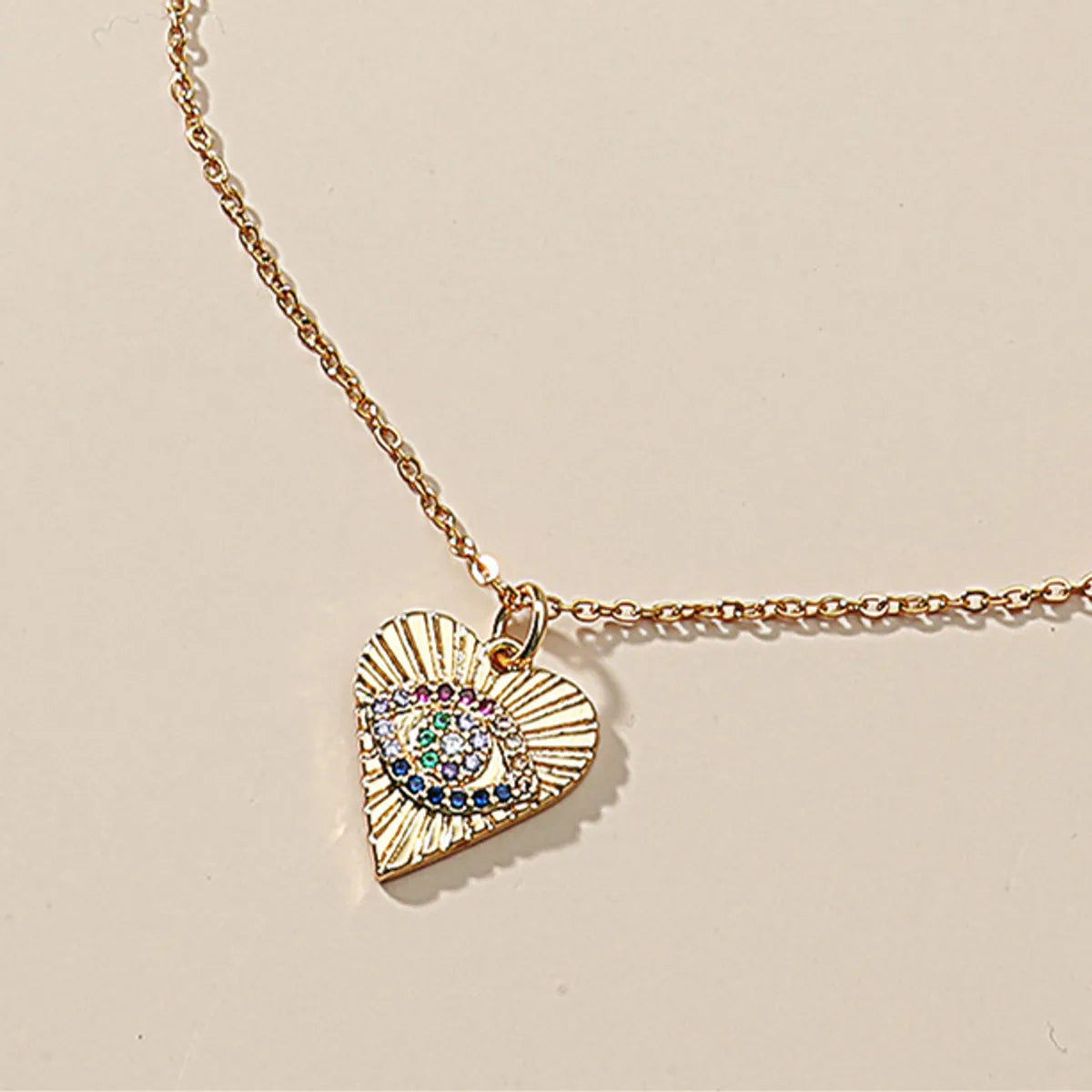 Women'S Titanium Steel Pendent Inlaid Zircon Heart Necklace