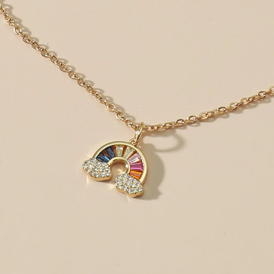 Women'S Titanium Steel Rainbow Pendent Necklace