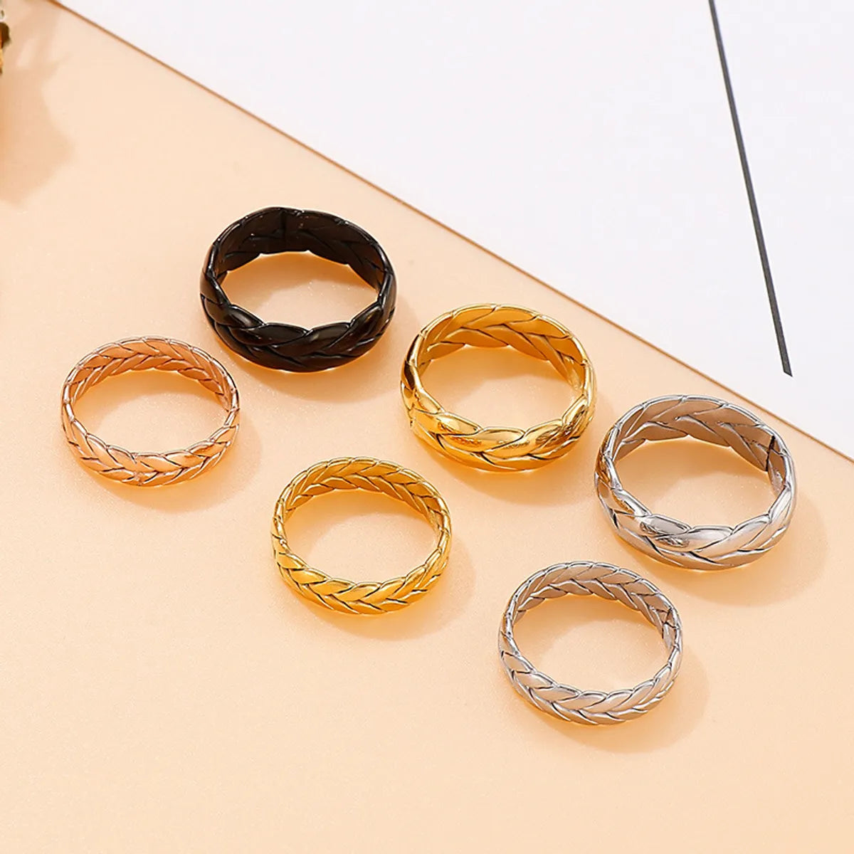 Women's Trend Index Finger Open Golden Leaf Texture Fashion Titanium Steel Men And Women Ring Wholesale