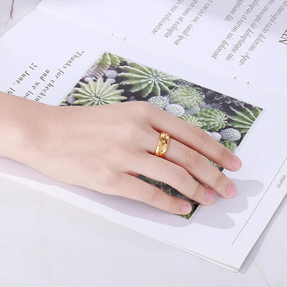 Women's Trend Index Finger Open Golden Leaf Texture Fashion Titanium Steel Men And Women Ring Wholesale