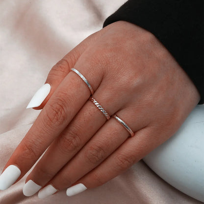 Women's Ultra-fine Twist Slimming Titanium Steel Ring 3-piece Set