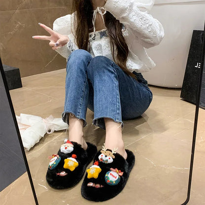 Women'S Vacation Cartoon Round Toe Home Slippers